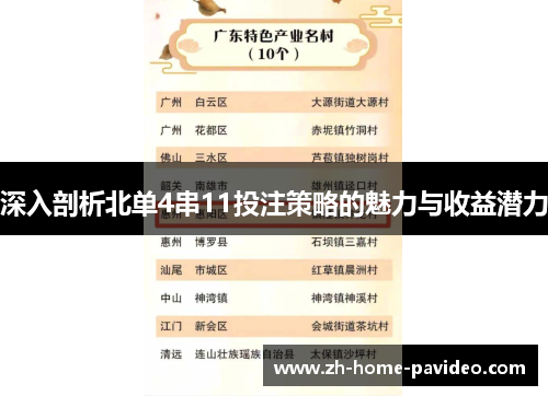 深入剖析北单4串11投注策略的魅力与收益潜力